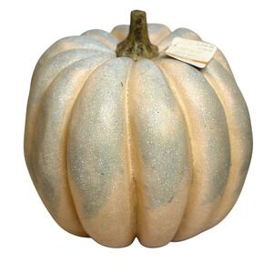 NEW 12" Large Ashland Decorative Pumpkin Light Peach Blue Fall Autumn Home Decor